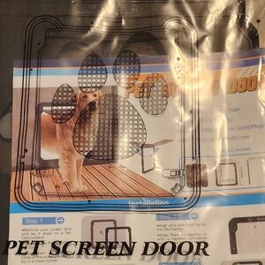 Pet Screen Door with Paw Design